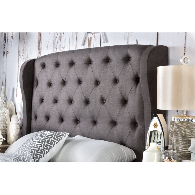 Lit tapissier standard Florenza, Gris, Très grand
