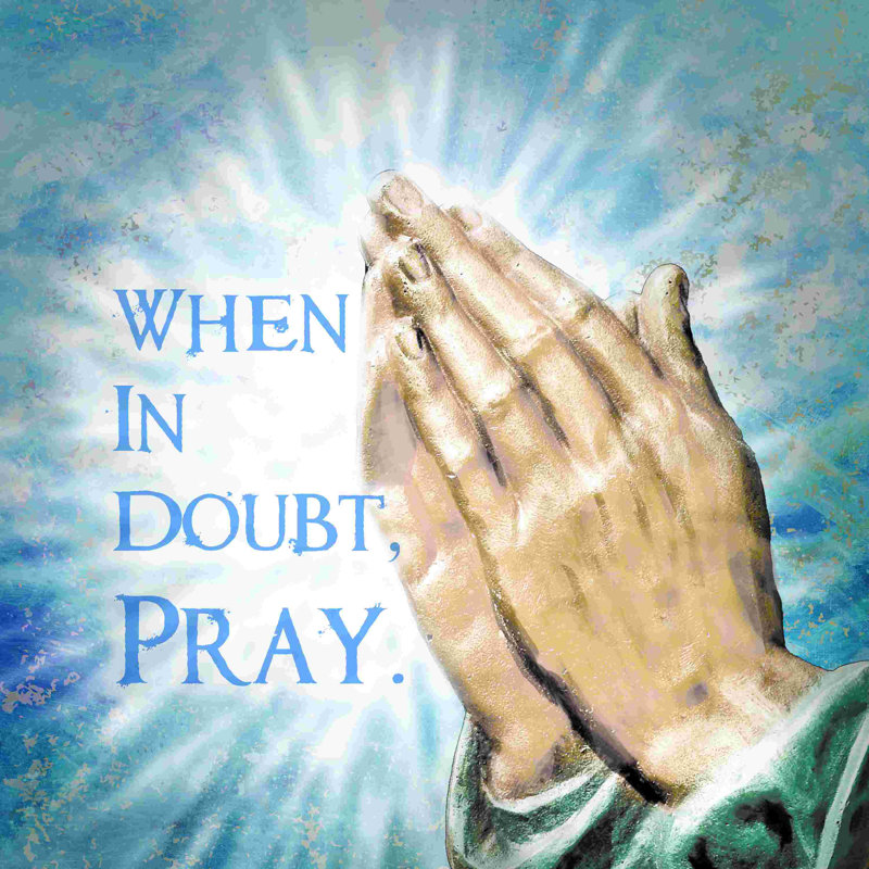 " Praying Hands Doubt Religion " Painting Print, 20" H x 20" W  