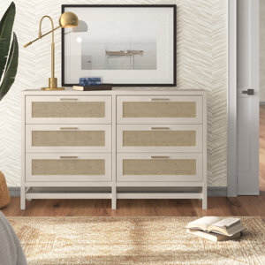 Barros 6 Drawer 59.4" W Faux Rattan Double Dresser