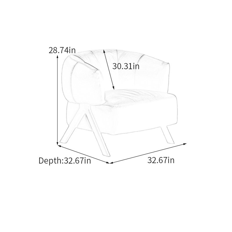 Elegant Rounded armrest design Accent Chair, Light Gray
