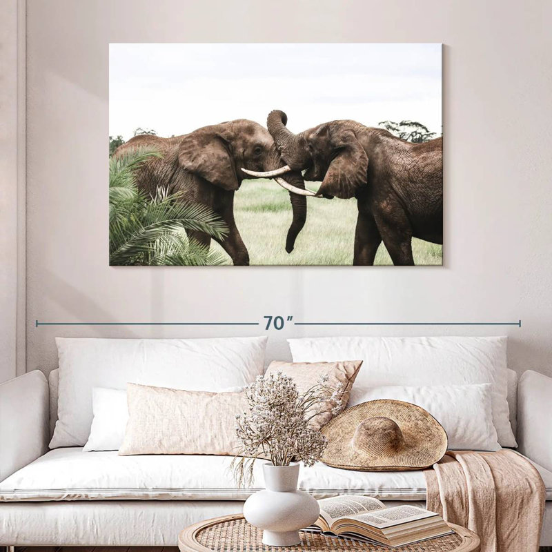 Brampt Playing Elephants, 32" H x 48" W