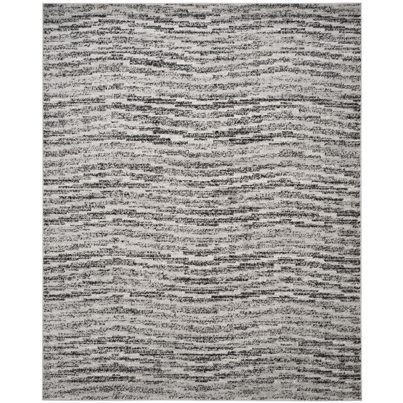 Tapis noir / argenté Riebe, Rectangle 9 pi x 12 pi
