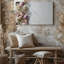 Toile, un arrangement délicat de fleurs séchées assorties avec des roses douces, art mural blanc et vert subtil, cascade gracieuse-89124341