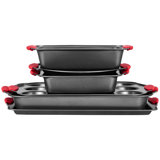 Baking Pan Set 6-Piece Nonstick Carbon Steel Bakeware Set with Silicone Handle