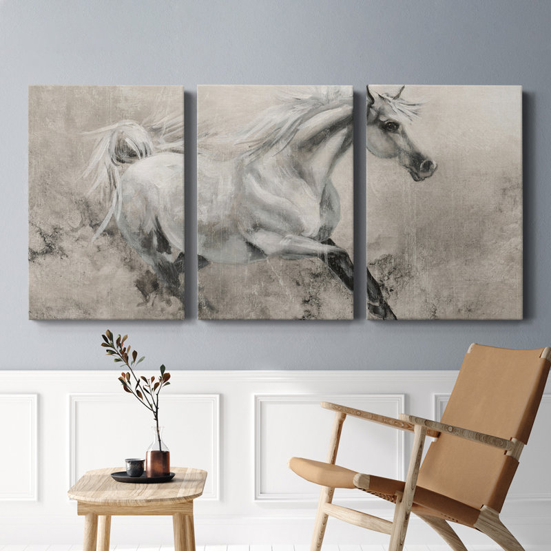 Majestic Stallion I - Toile tendue avec châssis de qualité supérieure - Prêt à accrocher, H 18 po x l 36 po x P 1 po