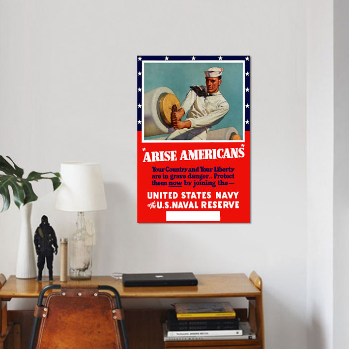 Publicité rétro sur toile «En enrôle dans la marine ou la réserve navale des États-Unis», H 12 po x l 8 po x P 0,75 po