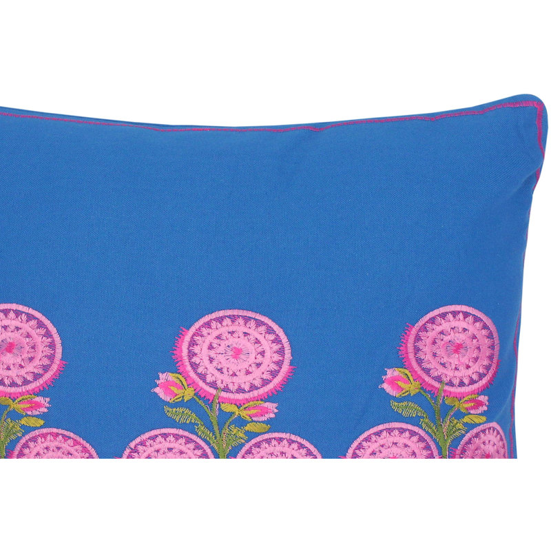Embroidered Cotton Reversible Throw Pillow