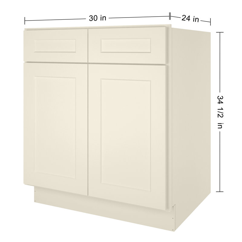 Ready-to-Assemble Kitchen Sink Base Cabinet with Adjustable Shelves and Soft Close, Shaker Antique White, 34.5" H x 30" W