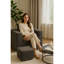 Assise en velours côtelé simple avec siège noir, siège souple, rembourrage haute densité, look moderne, style décontracté, salon sans assemblage et confortable