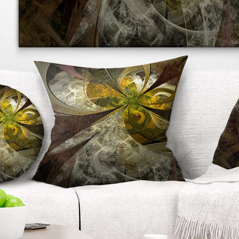 Coussin floral à fleur symétrique floral, 16 po x 1 po, Coussin décoratif