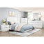 Mobilier de chambre très grand avec tête de lit tapissier en fausse fourrure au fini blanc perle, lit de style contemporain, base de lit en bois doux et moderne, sommier massif