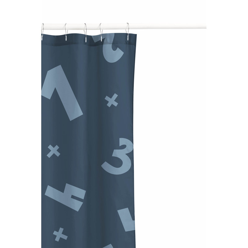 Number Match Ultra-Thin Lightweight Shower Curtain, Blue/Ivory