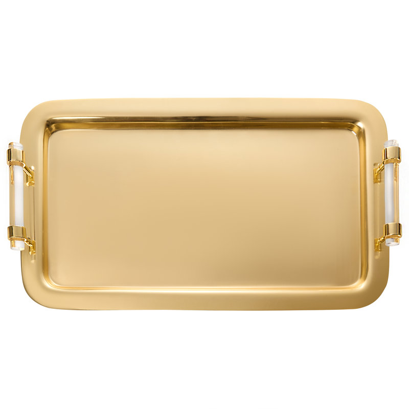 Rectangle Tray With Clear Handles, Gold