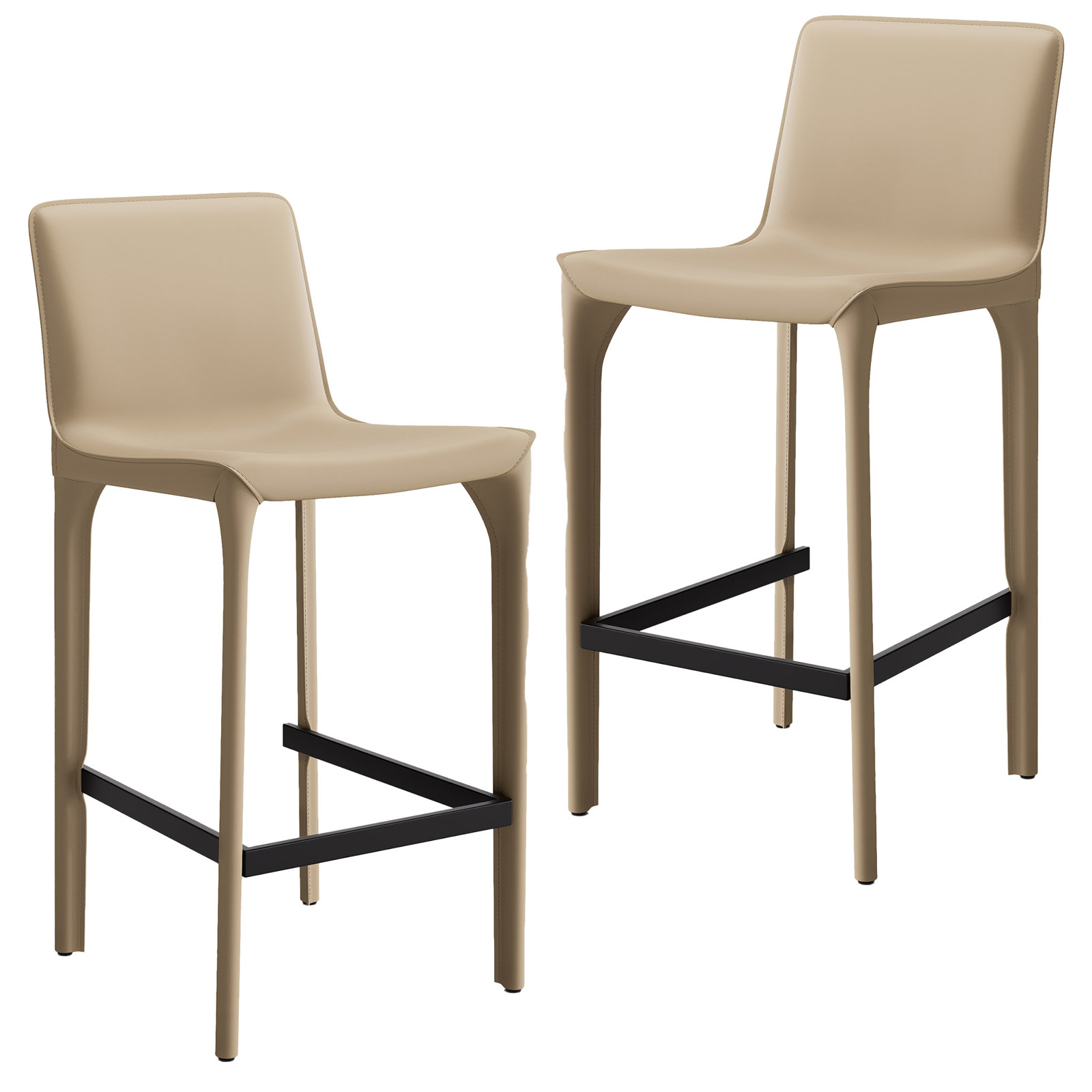 Vannes Vegan Leather Barstool, Khaki, 2