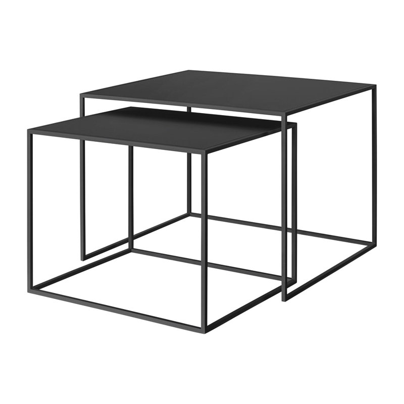FERA Set of 2 Nesting Tables - Rectangular - Black, Black