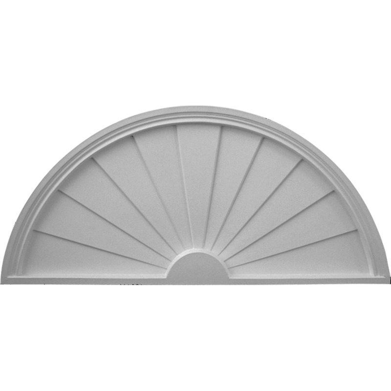 Ekena Millwork 40 in. x 2 in. x 20 in. Half Round Sunburst Pediment