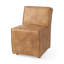 Ensemble de deux chaises d'appoint de salle à manger rembourrées en similicuir brun avec roulettes