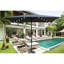 Parasol solaire rectangulaire 10 pi x 6,5 pi avec lumières DEL. Auvent, manivelle et inclinaison. Pour la cour, le jardin, le bord de la piscine. Poteau noir-133154231-133154230