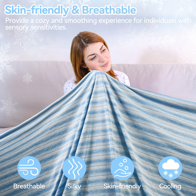 Catalonia Queen Blue Lightweight Cooling Reversible Blanket