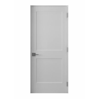 Gauss Pre-hung Interior Solid Core Door 96" H Double Panel Primed White with Oil Rubbed Bronze Hinges
