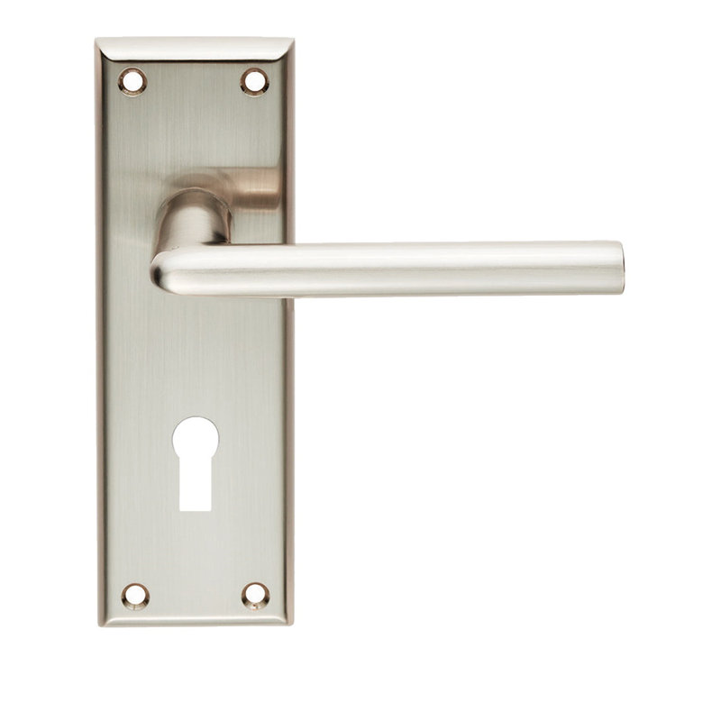 Dieci Lock Door Handle, Satin Nickel