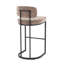 Tabouret de bar à hauteur fixe en métal noir et tissu brun - ensemble de 2