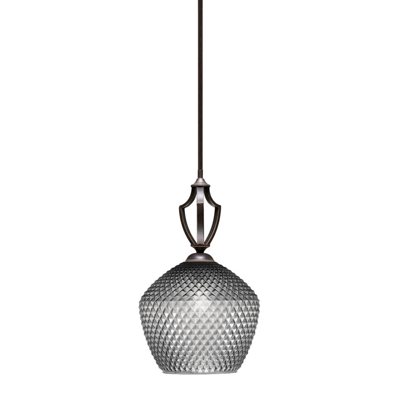 Mini-luminaire suspendu Shutesbury, verre fumé 9 po, Clair