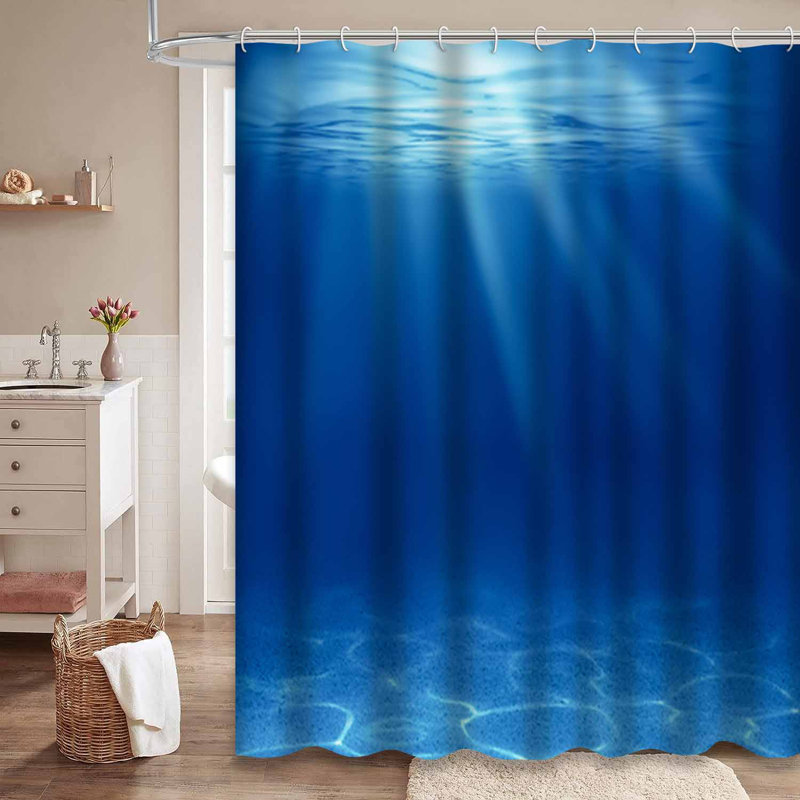 Rideau de douche bleu foncé avec 12 crochets, L 72 po x l 72 po