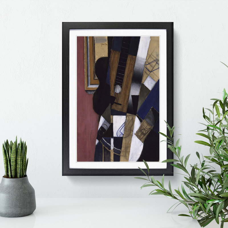 Guitar and Pipe by Juan Gris - Framed Print, 36cm H x 27cm W x 2cm D, Black Framed