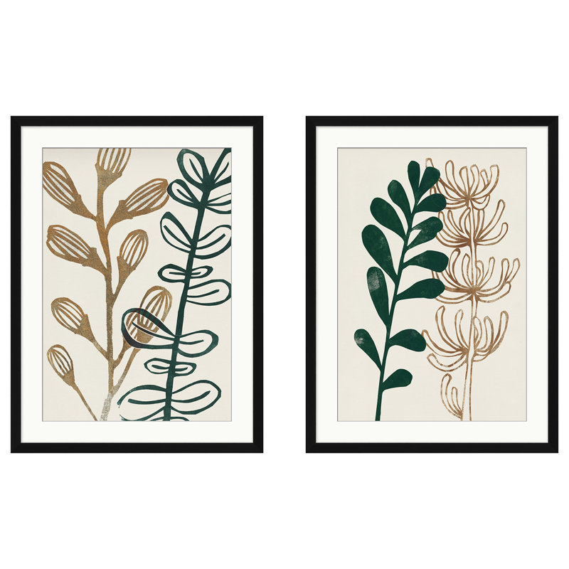 Earthtone Botanical S2 Print, Black Framed