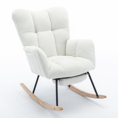 Chaise berçante en tissu avec repose-pieds Teddy