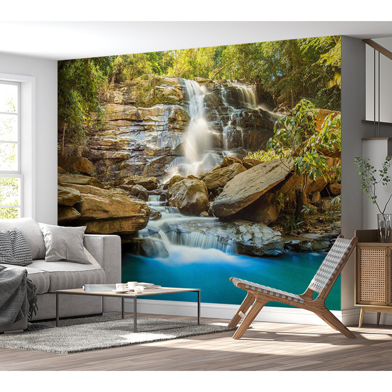 Papier peint paysage - Cascade en Thaïlande, L 27 po x l 39 po