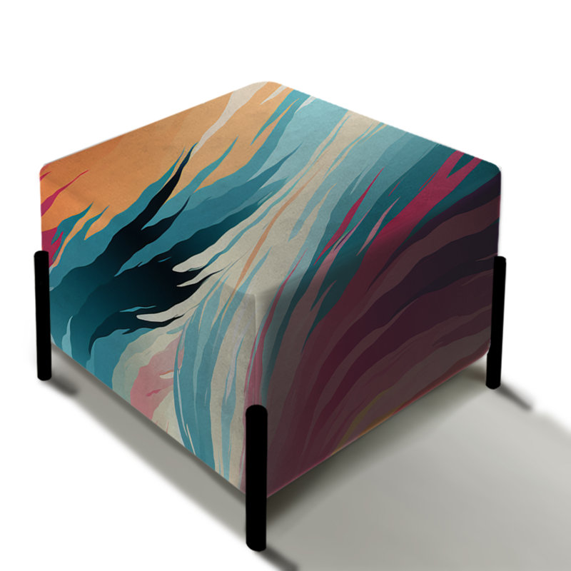 Turquoise et rose éthéré Ikat Fusion - repose-pieds carré abstrait
