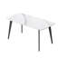Table de salle à manger 62,99 po en pierre artificielle moderne à bord arrondi et pieds en métal noir pouvant accueillir 6 personnes (table de salle à manger seulement)-1860137036-1860137392