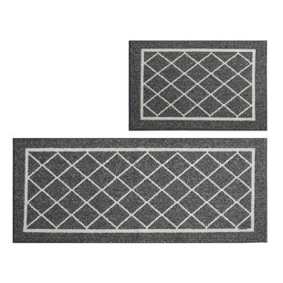 2 Pieces Non Slip Kitchen Mats for Floor,Kitchen Rugs with TPR Backing,60X89cm+60X152cm,Brown