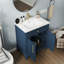 Ensemble de meuble-lavabo moderne 28 po avec surface peinte, meuble-lavabo autoportant de style Mid-Century avec rangement, meuble-lavabo haut de gamme avec tiroirs et poignées en métal, bleu-1217498708