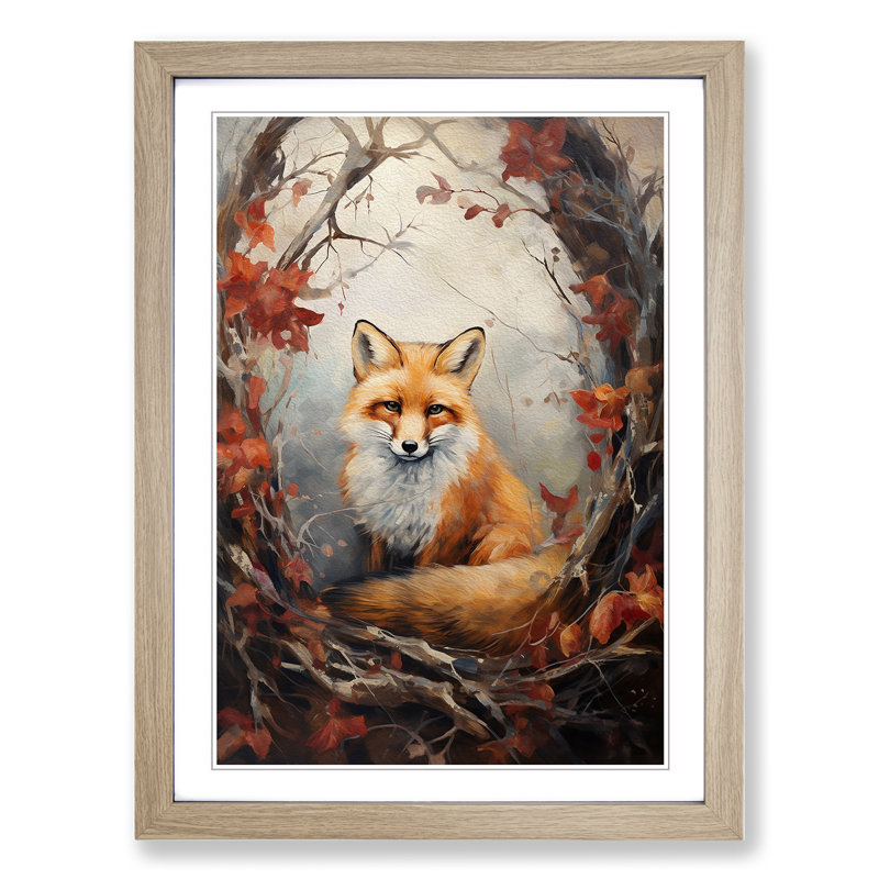 Fox Romanticism No.2 - Framed Print, Oak Framed, 34cm H x 25cm W
