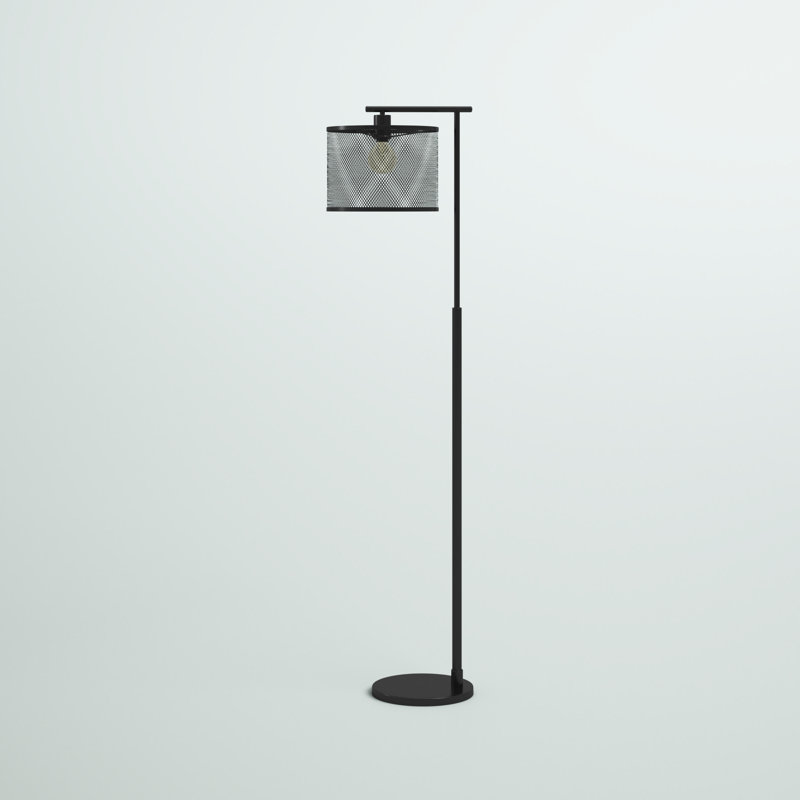 Contemporary Urban Bronze Metal Floor Lamp with Mesh Shade