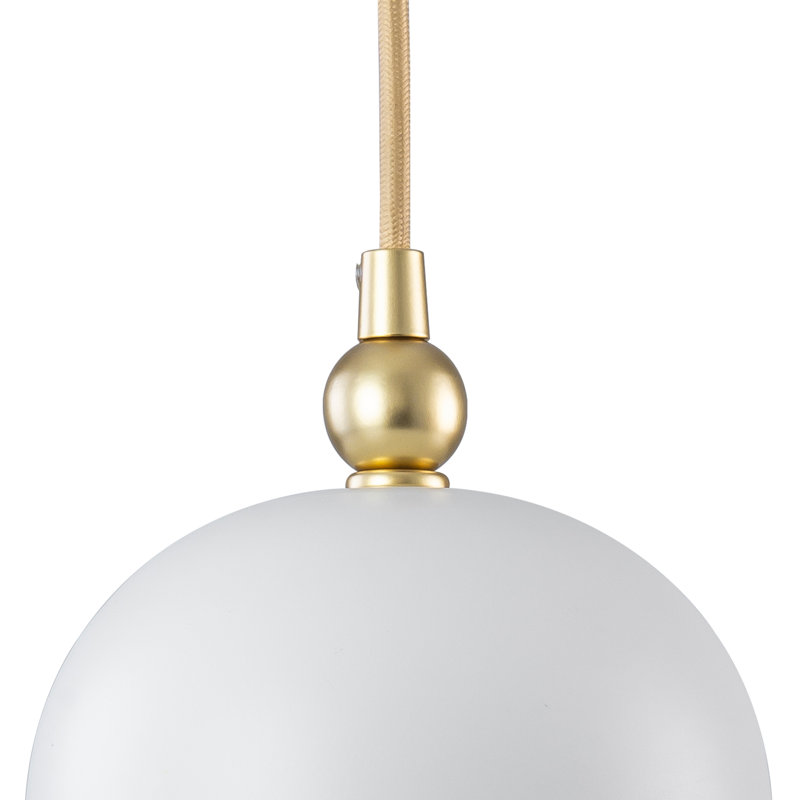 Luminaire suspendu en forme de dôme à 1 lumière en métal, réglable de 12 à 90 po, finition dorée / blanche, intensité variable E26