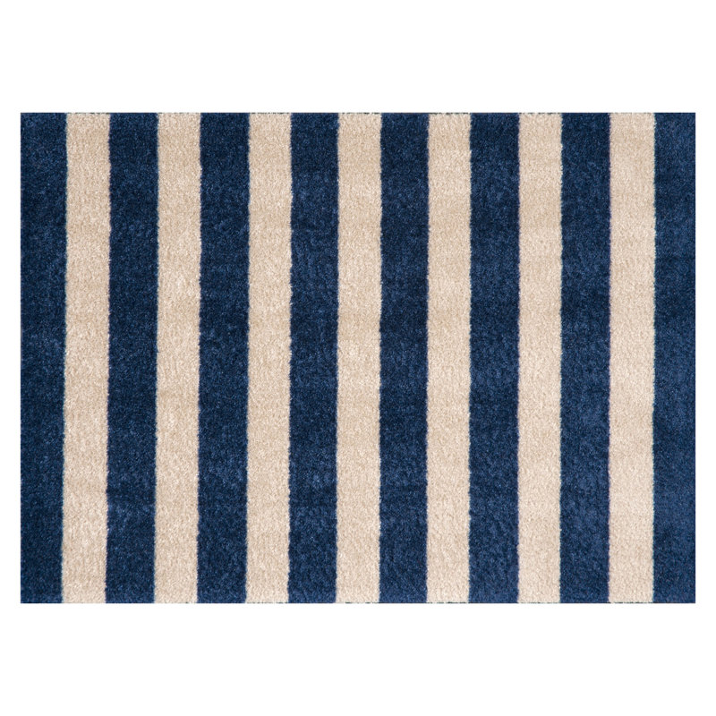 Cabana Striped Navy Blue Small Floor Mat, 20" W x 28" L