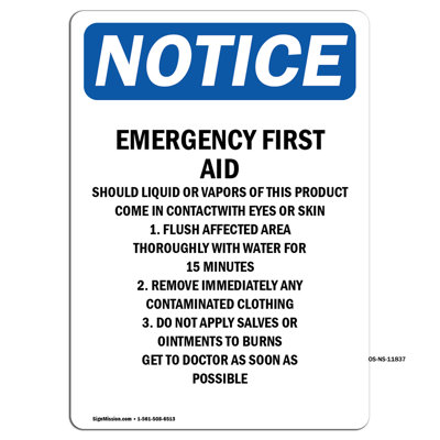 OSHA Notice - Emergency First Aid Should Liquid Heavy Duty