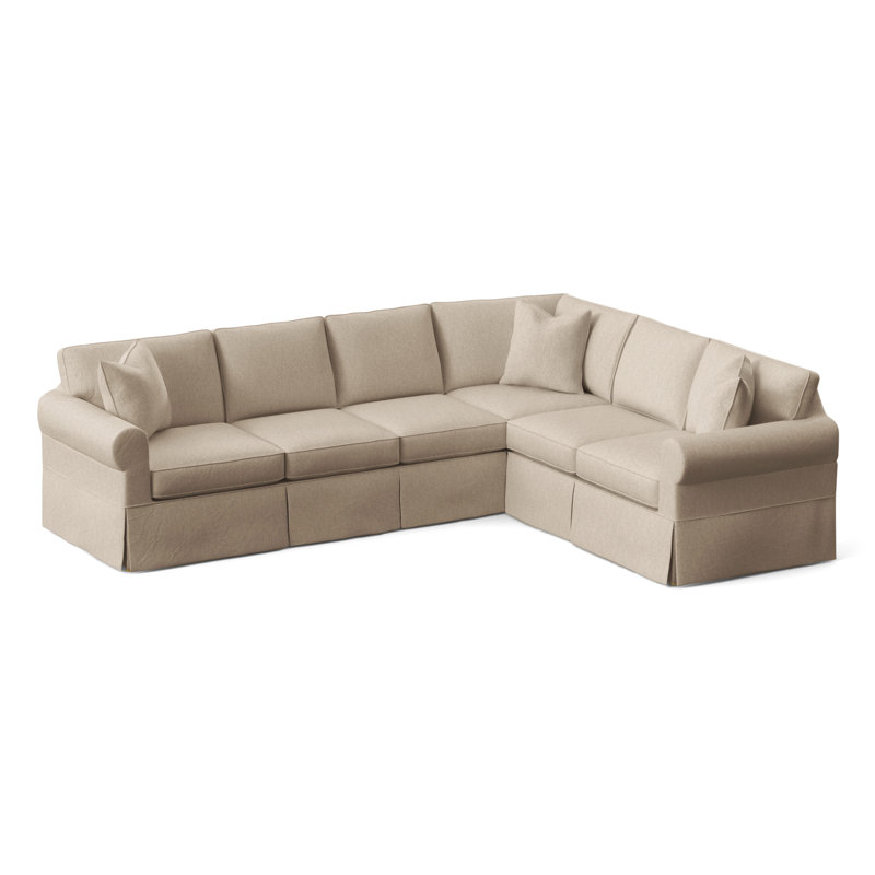 Bedford Upholstered Sectional, Eggshell Crypton Performance; 0884-93, Right Hand Facing