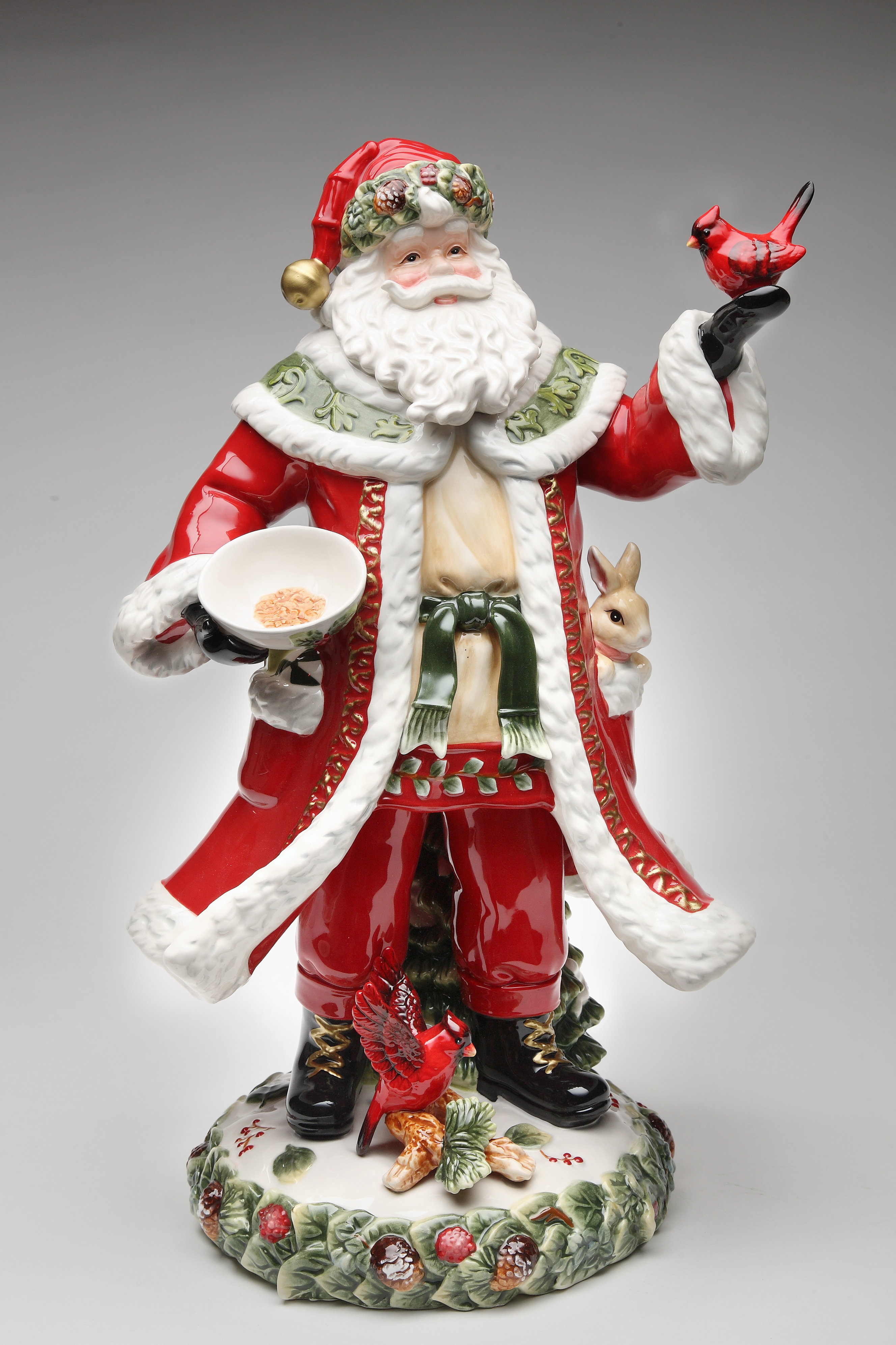 Evergreen and Crimson Santa Figurine main image 1