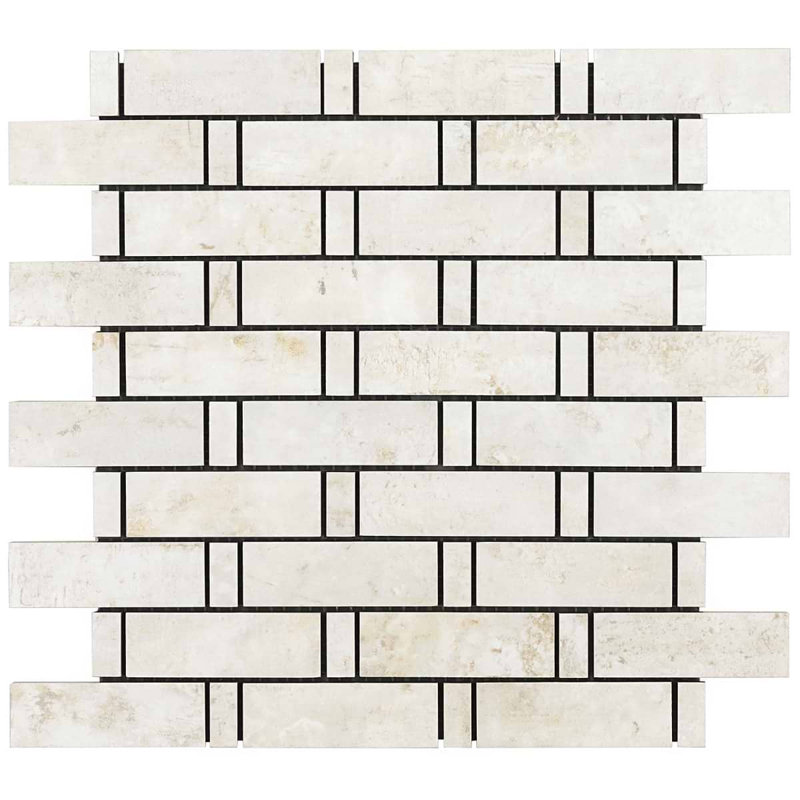 Portrait Weave Matte Porcelain Mosaic, Ivory