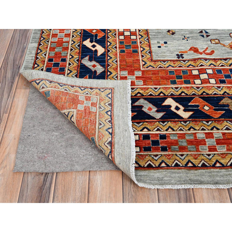 Tapis oriental carré gris en laine noué à la main 9 pi 9 po x 9 pi 10 po - MOA10286416, Carré 9 pi 9 po
