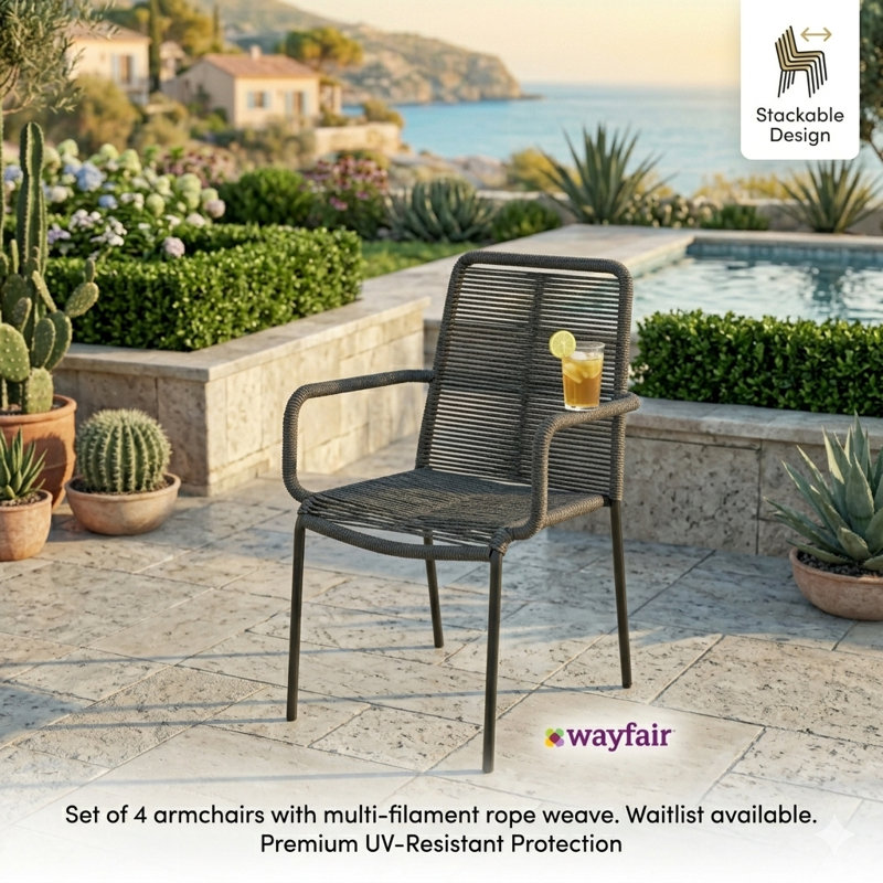 Palaio Chair Stacking Patio Dining Armchair , Gray