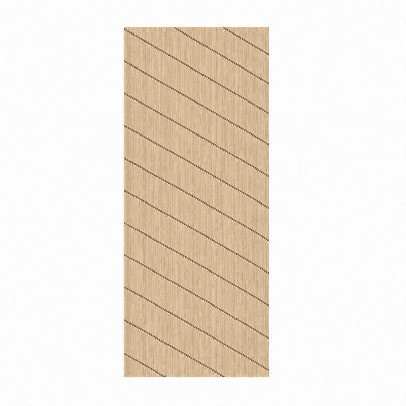 La porte de grange coulissante The Traverse en chêne thermique blanc avec quincaillerie coulissante noir mat, 14 po x 79 po