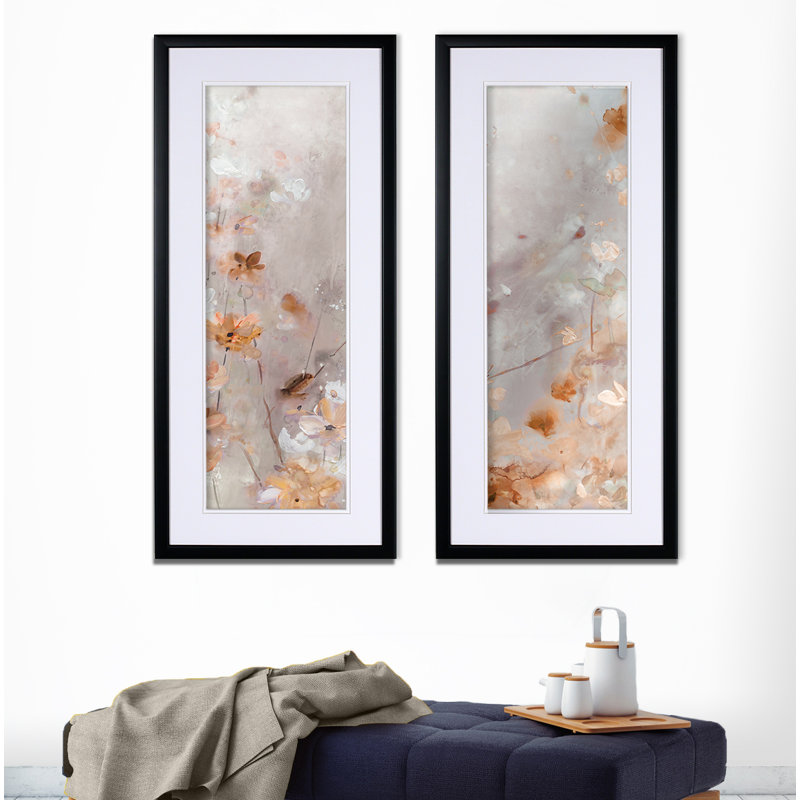 «Evening Glow», ensemble de 2 reproductions de peintures à l'acrylique encadrées