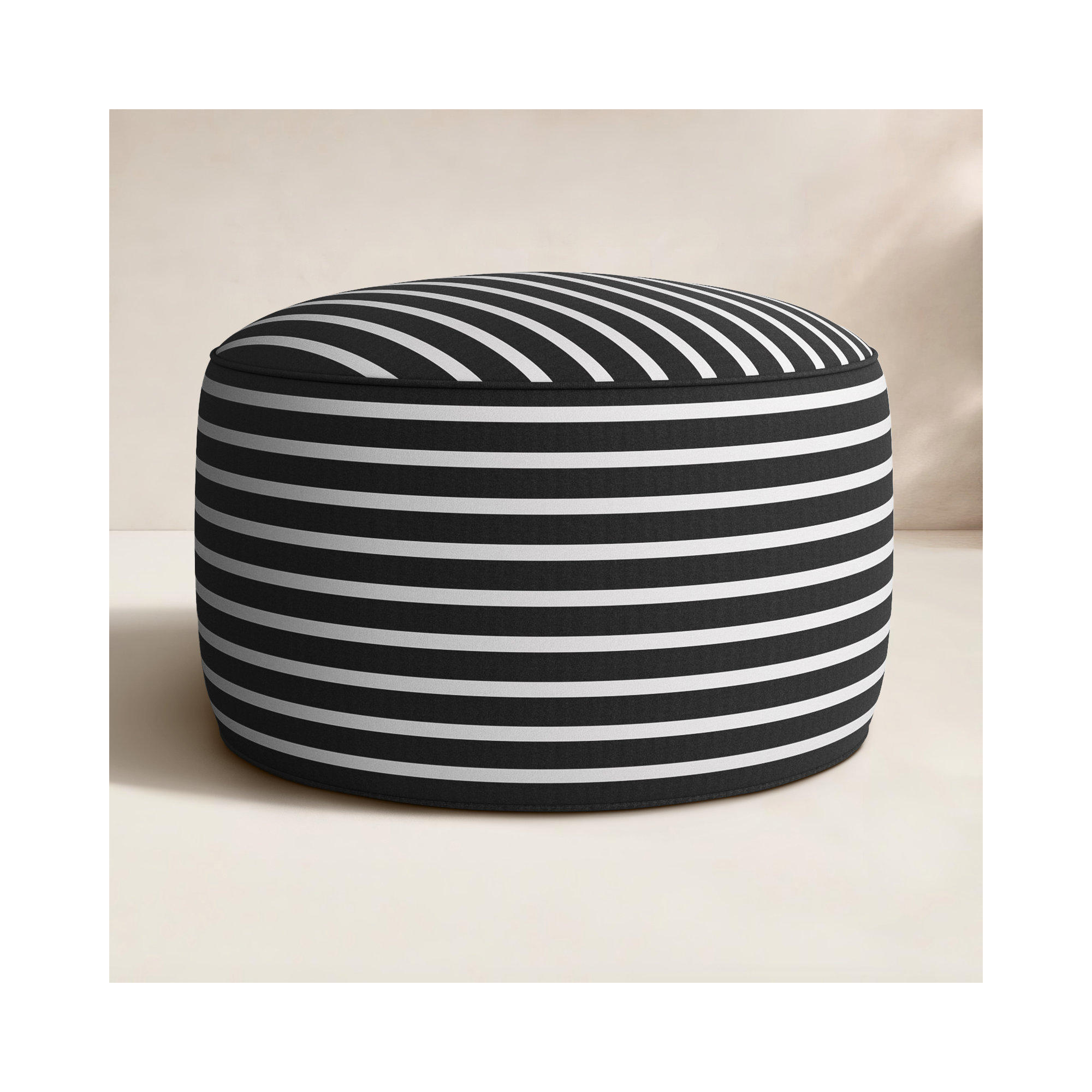 Moseley Round Upholstered Outdoor Ottoman with Sunbrella® Cushion