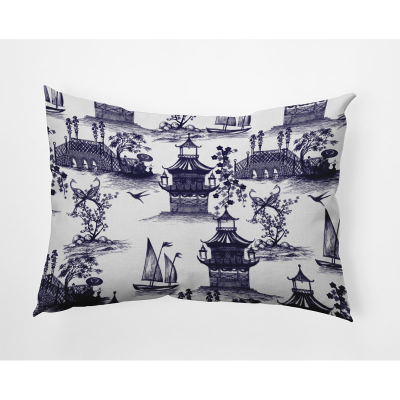 Housse et insert de coussin rectangulaire en polyester pour l'intérieur et l'extérieur, Bleu marine